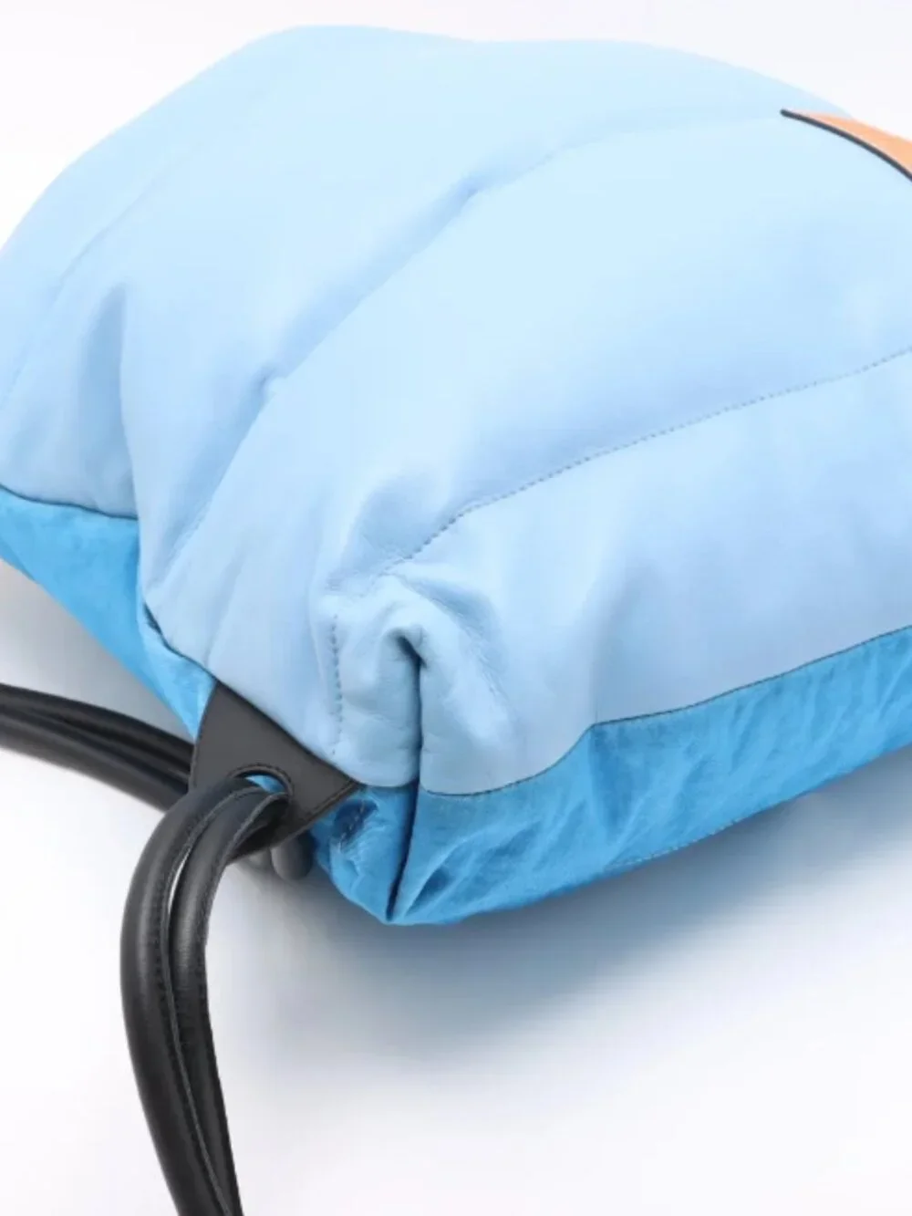 Loewe Puffy Yago Leather x Nylon Backpack Blue x Brown